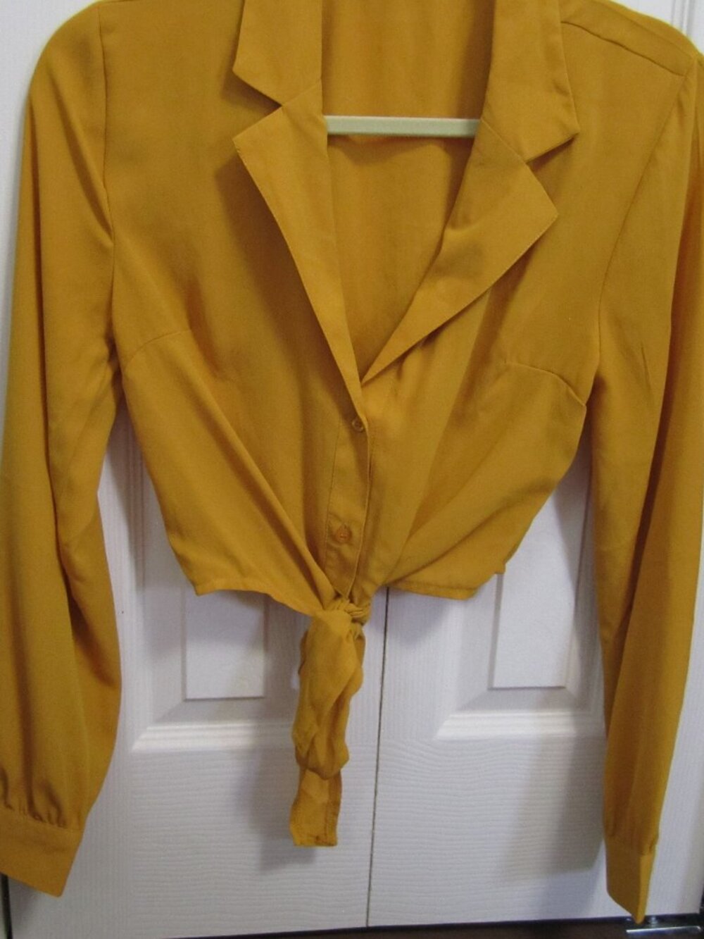 iris Mustard Yellow Tie-Front Button Down Shirt